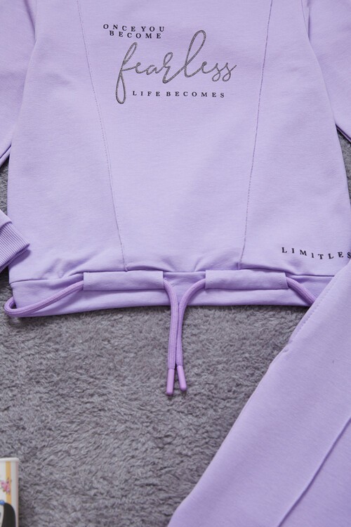 Kız Çocuk Fearless Yazı Baskılı Eşofman Takımı 14975