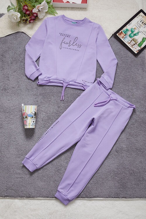 Kız Çocuk Fearless Yazı Baskılı Eşofman Takımı 14975