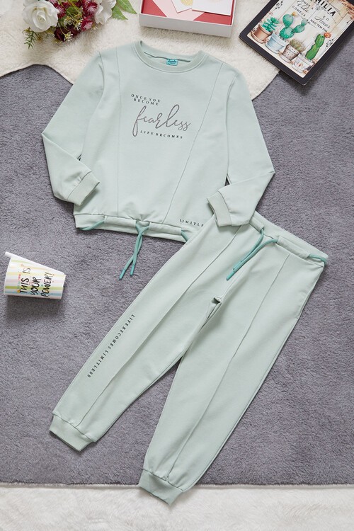 Kız Çocuk Fearless Yazı Baskılı Eşofman Takımı 14975