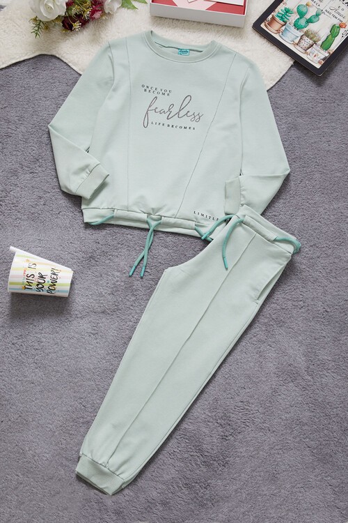 Kız Çocuk Fearless Yazı Baskılı Eşofman Takımı 14975