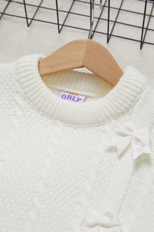 Kız Çocuk Fiyonklu Triko Kazak 14642