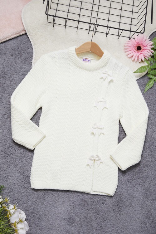 Kız Çocuk Fiyonklu Triko Kazak 14642