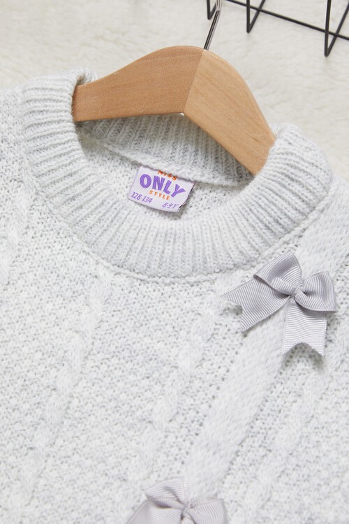 Kız Çocuk Fiyonklu Triko Kazak 14642