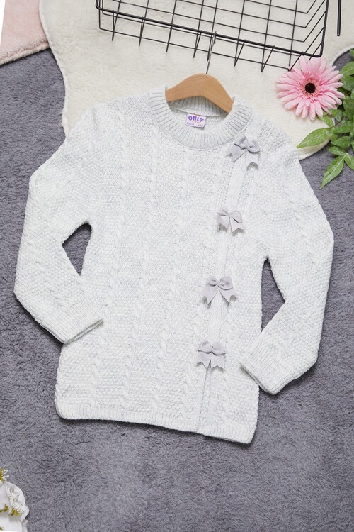 Kız Çocuk Fiyonklu Triko Kazak 14642