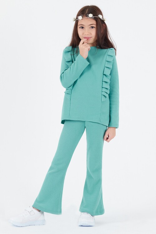 Kız Çocuk İspanyol Paça Fırfırlı Takım 14637