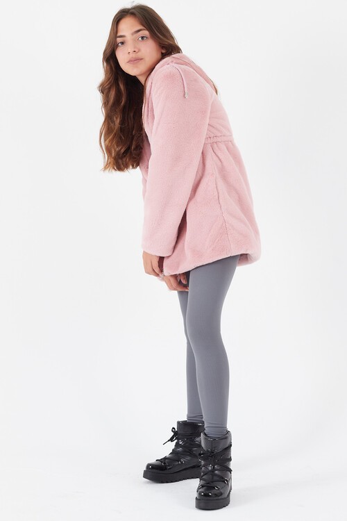 Kız Çocuk Kapüşonlu Peluş Mont 14608