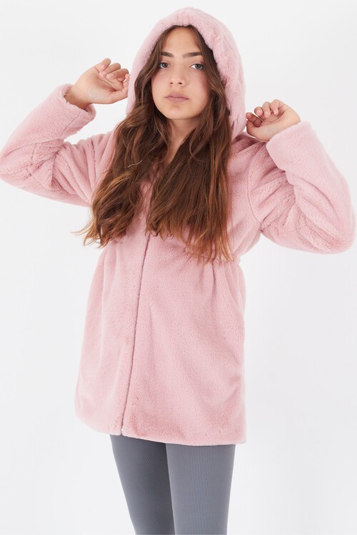 Kız Çocuk Kapüşonlu Peluş Mont 14608