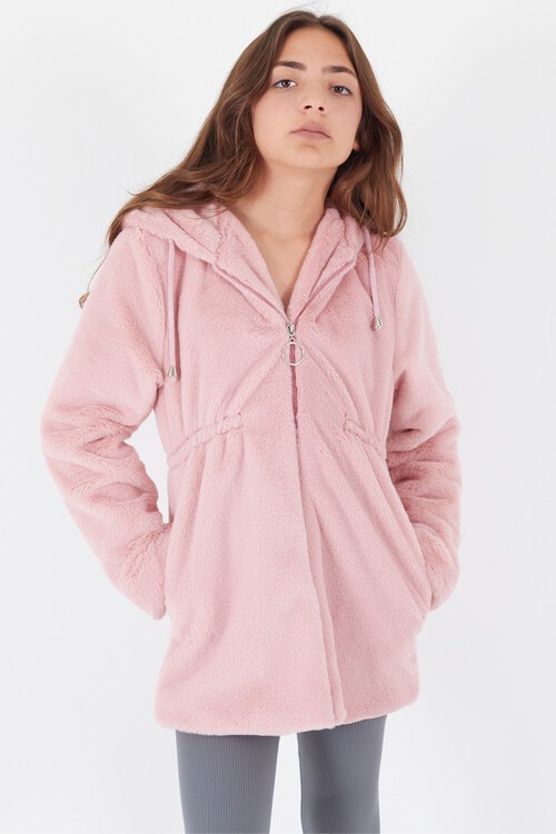 Kız Çocuk Kapüşonlu Peluş Mont 14608