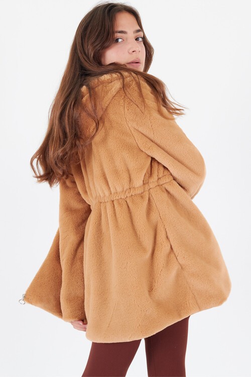 Kız Çocuk Kapüşonlu Peluş Mont 14608