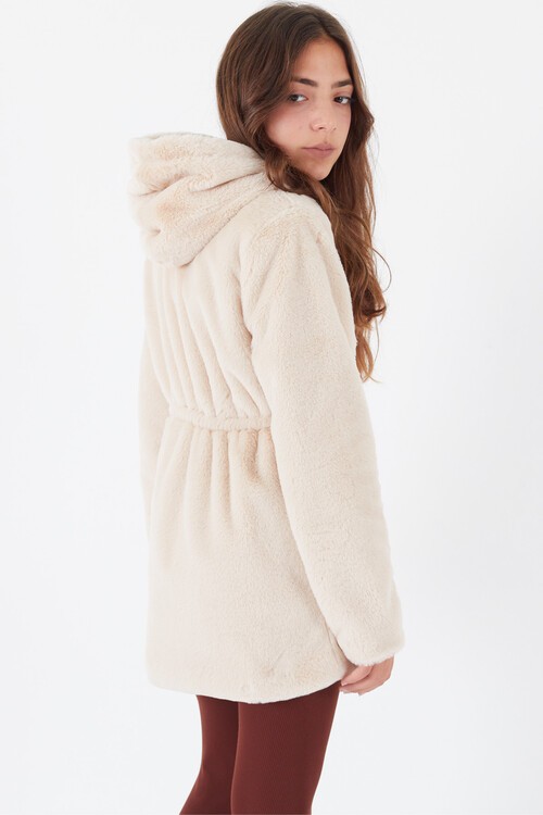 Kız Çocuk Kapüşonlu Peluş Mont 14608