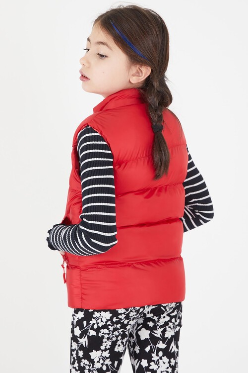Kız Çocuk Kırmızı Şişme Yelek Fermuarlı Cep 15076