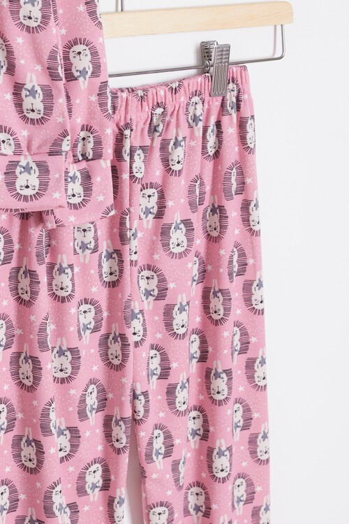Kız Çocuk Kirpi Desenli Pijama Takımı 14631