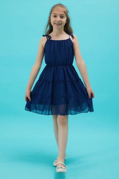 Kız Çocuk Jean Ceketli Lacivert Elbise Takımı 15193