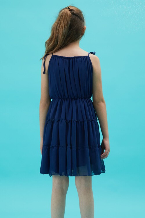 Kız Çocuk Jean Ceketli Lacivert Elbise Takımı 15193