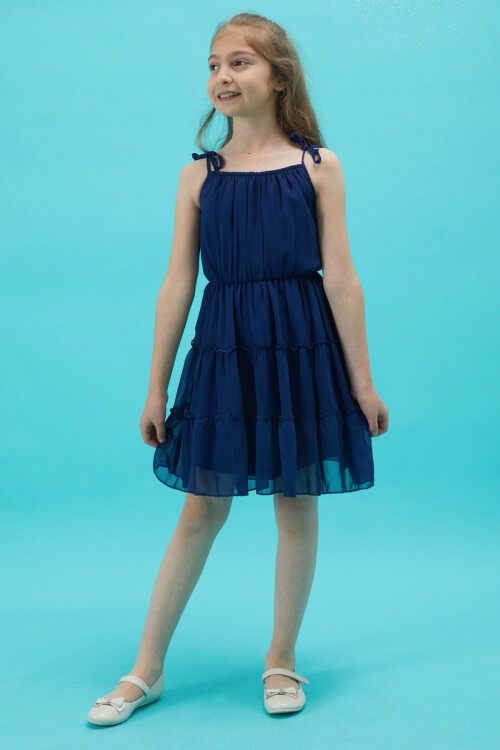 Kız Çocuk Jean Ceketli Lacivert Elbise Takımı 15193