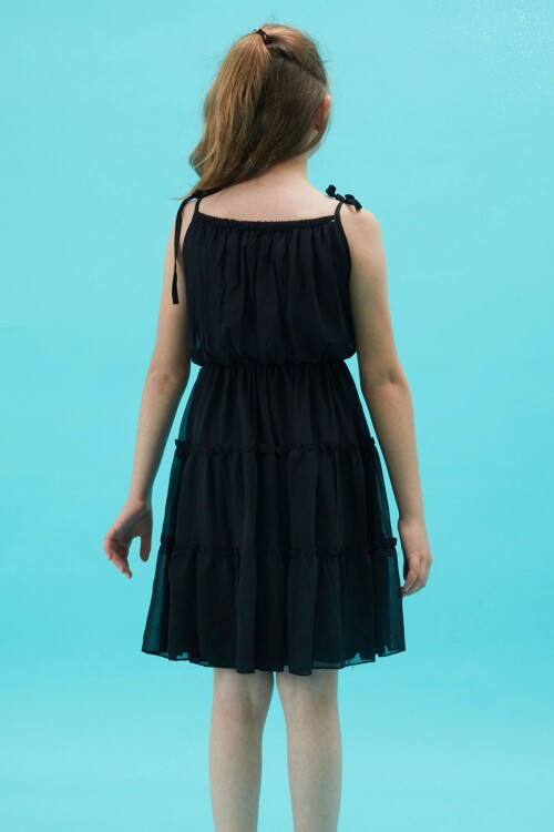 Kız Çocuk Jean Ceketli Siyah Elbise Takımı 15196