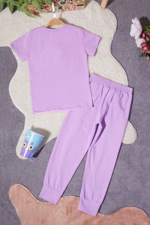 Kız Çocuk Lila Frozen Baskılı Tişörtlü Takım 15258