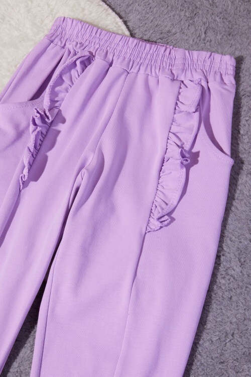 Kız Çocuk Lila Frozen Baskılı Tişörtlü Takım 15258