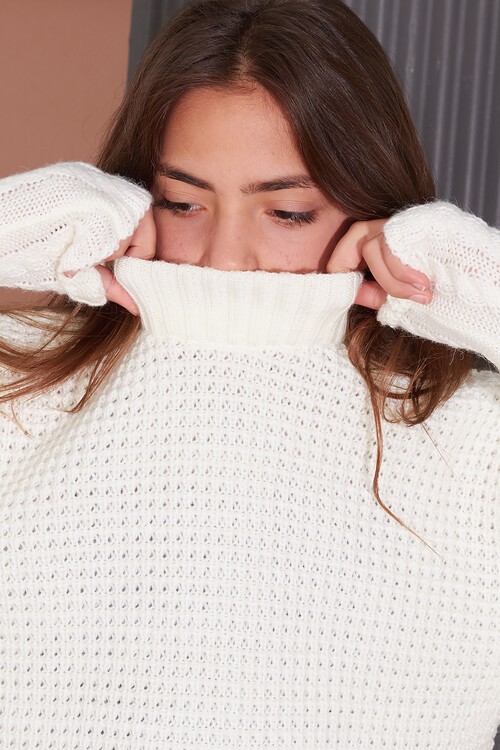 Kız Çocuk Örgülü Boğazlı Triko Kazak 14623