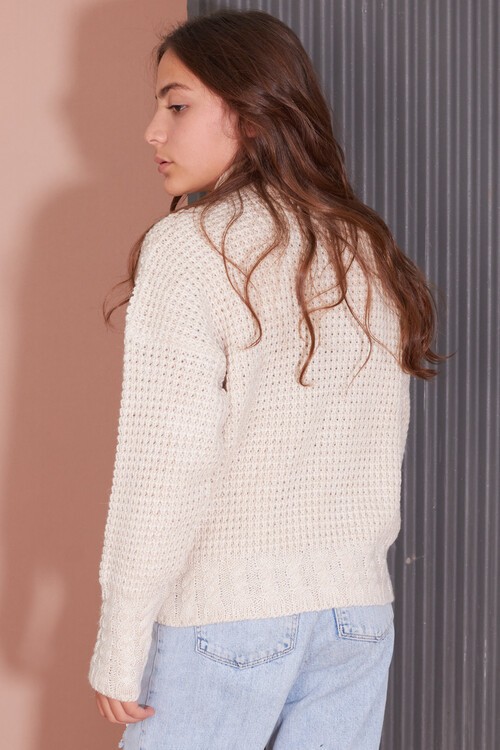 Kız Çocuk Örgülü Boğazlı Triko Kazak 14623