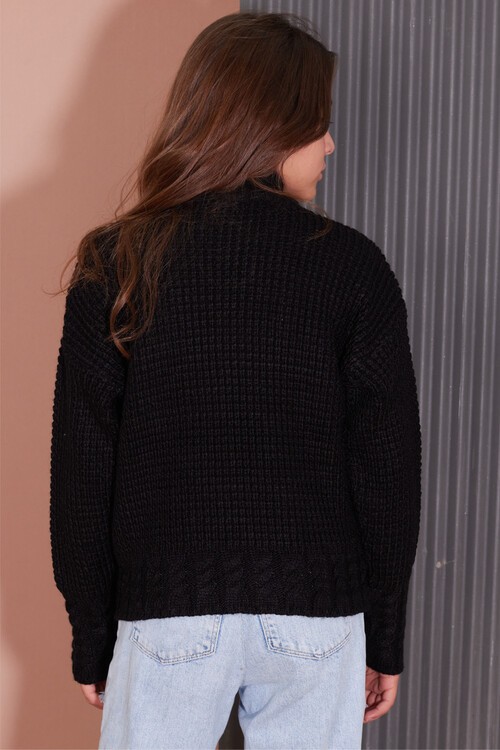 Kız Çocuk Örgülü Boğazlı Triko Kazak 14623