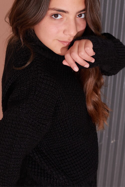 Kız Çocuk Örgülü Boğazlı Triko Kazak 14623