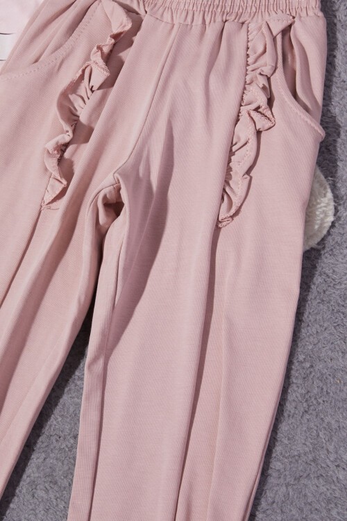 Kız Çocuk Pembe Frozen Baskılı Tişörtlü Takım 15259