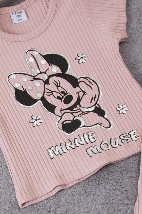 Kız Çocuk Pembe Puantiyeli Şortlu Takım 15294