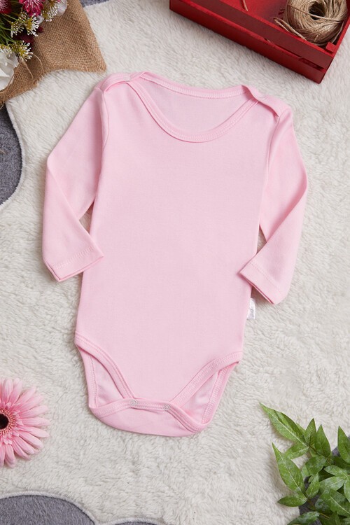 Kız bebek Pembe Uzun Kollu Çıtçıtlı Badi 14670