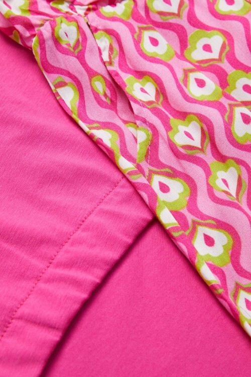 Kız Çocuk Pembe Yazılı Pantolonlu Bluz Takım 15270