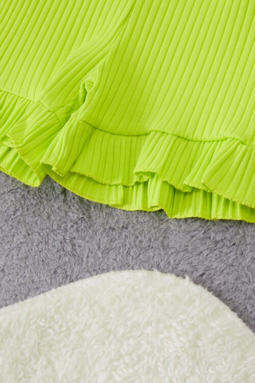 Kız Çocuk Sarı Puantiyeli Şortlu Takım 15297