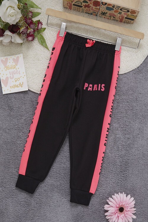 Kız Çocuk Siyah Şerit Fosfor. 2-5Yaş Ribanalı EşofmanAltı 4717-1