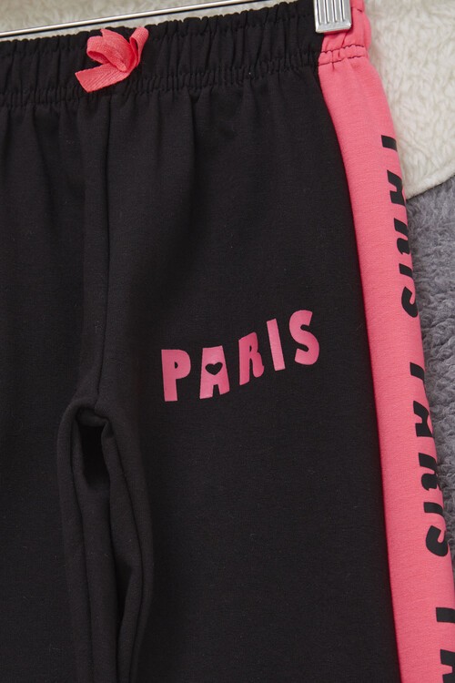 Kız Çocuk Siyah Şerit Fosfor. 2-5Yaş Ribanalı EşofmanAltı 4717-1