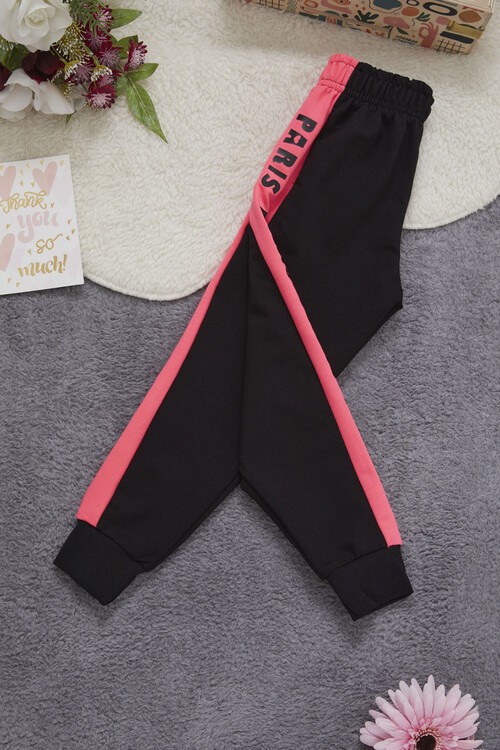 Kız Çocuk Siyah Şerit Fosfor. 2-5Yaş Ribanalı EşofmanAltı 4717-1