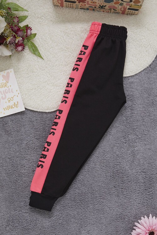 Kız Çocuk Siyah Şerit Fosfor. 2-5Yaş Ribanalı EşofmanAltı 4717-1