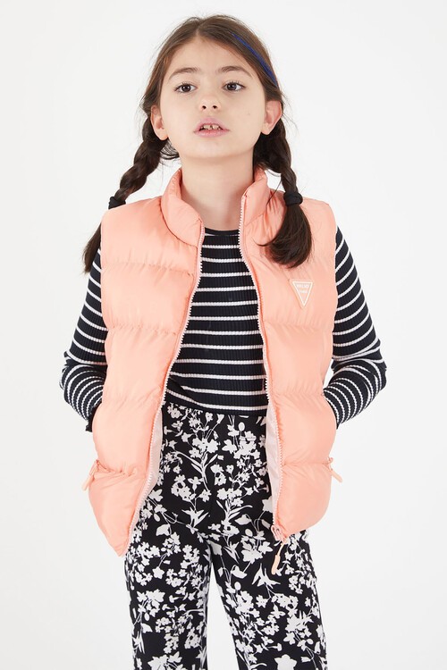 Kız Çocuk Somon Şişme Yelek Fermuarlı Cep 15077