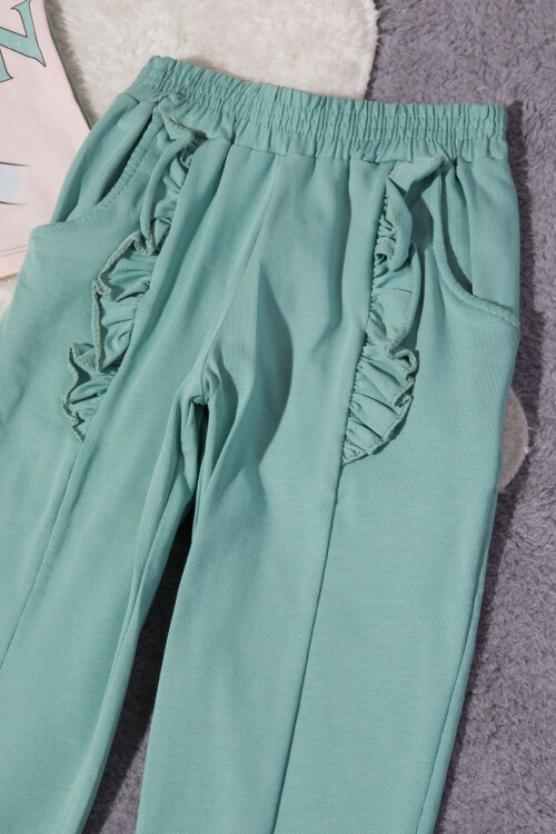 Kız Çocuk Yeşil Frozen Baskılı Tişörtlü Takım 15257