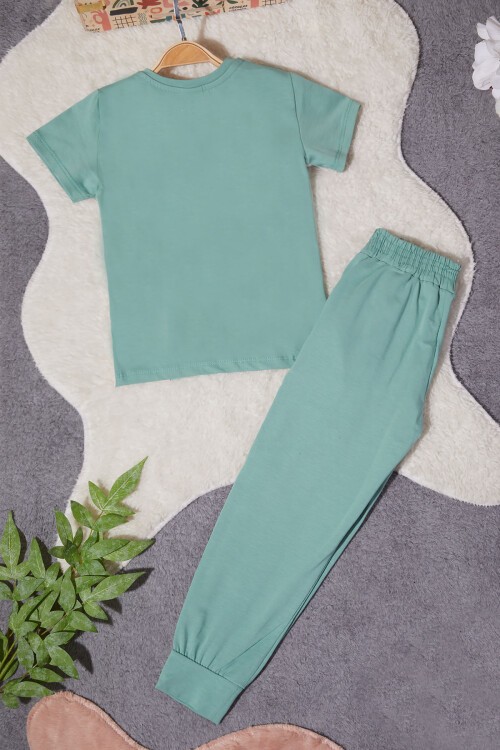 Kız Çocuk Yeşil Frozen Baskılı Tişörtlü Takım 15257