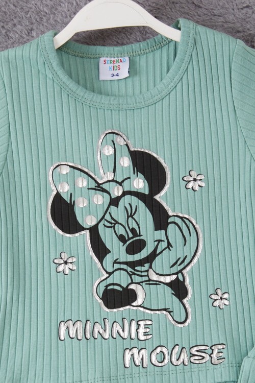 Kız Çocuk Yeşil Puantiyeli Şortlu Takım 15296