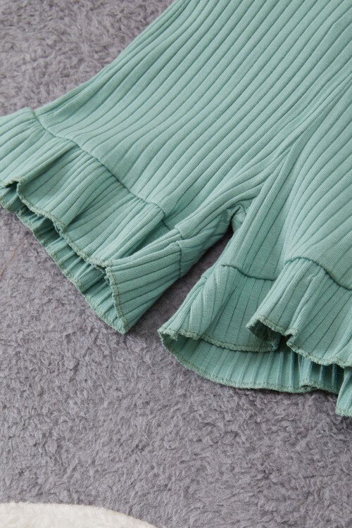 Kız Çocuk Yeşil Puantiyeli Şortlu Takım 15296