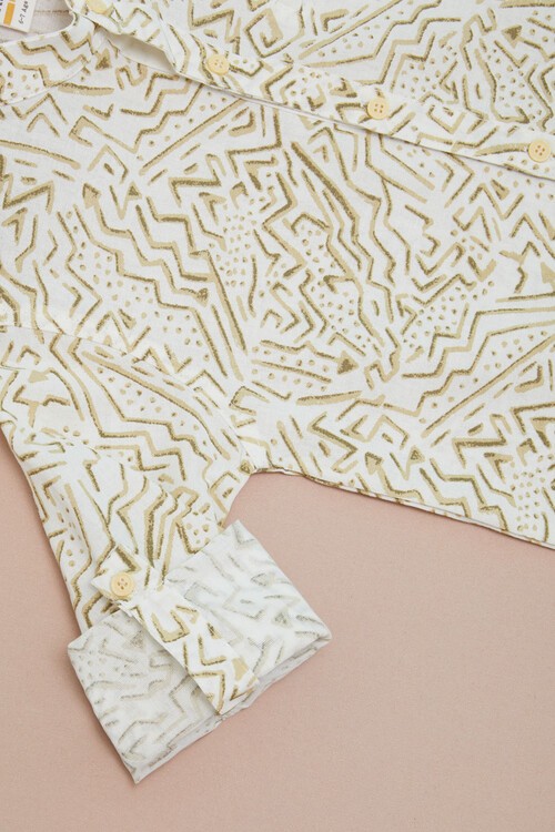 Krem Çizgili Gömlekli Erkek Çocuk Alt Üst Takım 15094