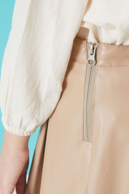 Krem Dantel Yakalı Kız Etekli Bluz Takım 15101