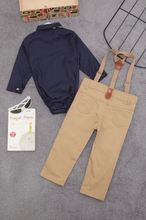 Lacivert Çıtçıtlı Gömlekli Pantolonlu Erkek Bebek Takım 15384