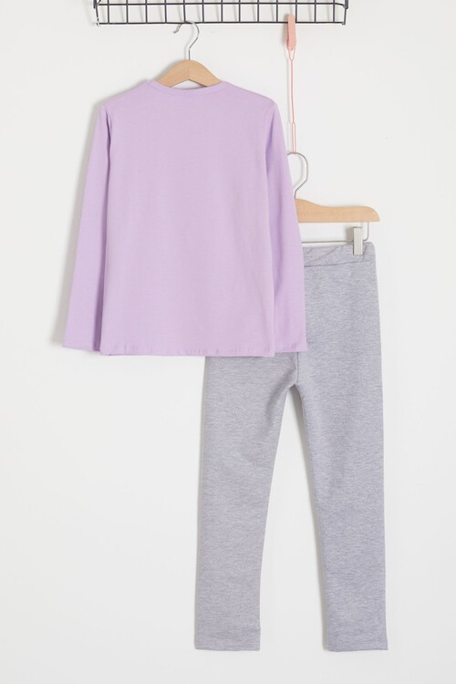 Lila Simli Unicorn Baskılı Kız Çocuk Alt-Üst Takım 15040