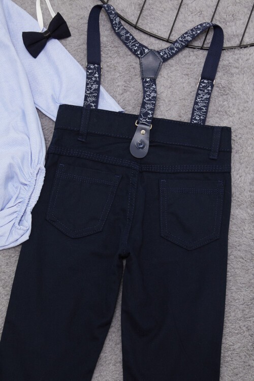 Mavi Çıtçıtlı Gömlekli Pantolonlu Erkek Bebek Takım 15385