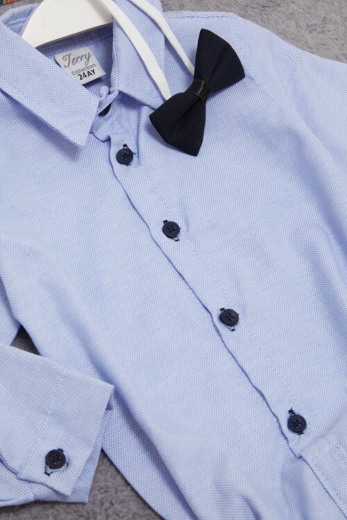 Mavi Çıtçıtlı Gömlekli Pantolonlu Erkek Bebek Takım 15385