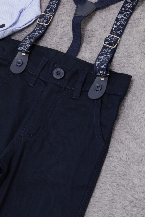 Mavi Çıtçıtlı Gömlekli Pantolonlu Erkek Bebek Takım 15385