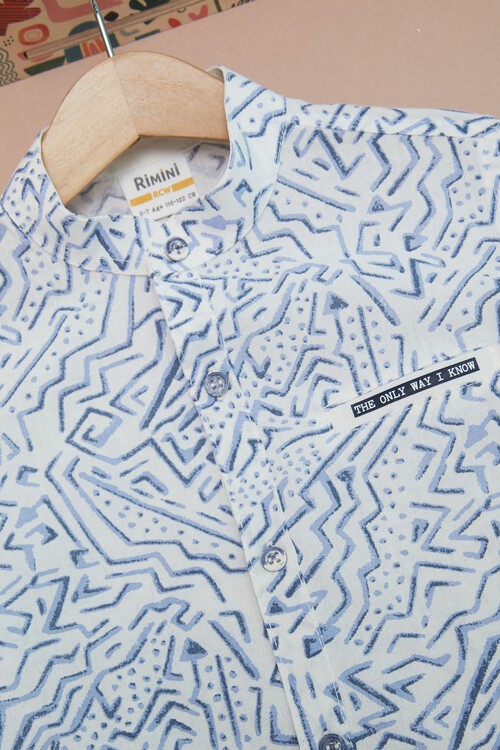 Mavi Çizgili Gömlekli Erkek Çocuk Alt Üst Takım 15093