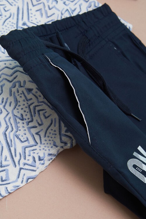 Mavi Çizgili Gömlekli Erkek Çocuk Alt Üst Takım 15093