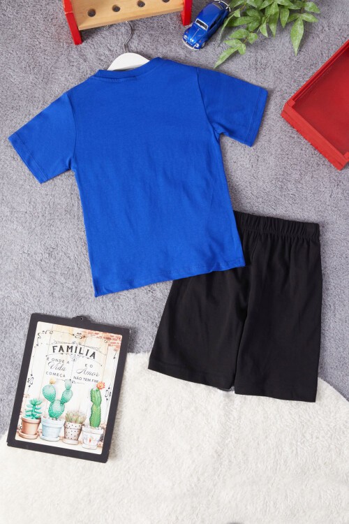 Mavi Cool Karakter Baskılı Erkek Çocuk Şortlu Takım 15288